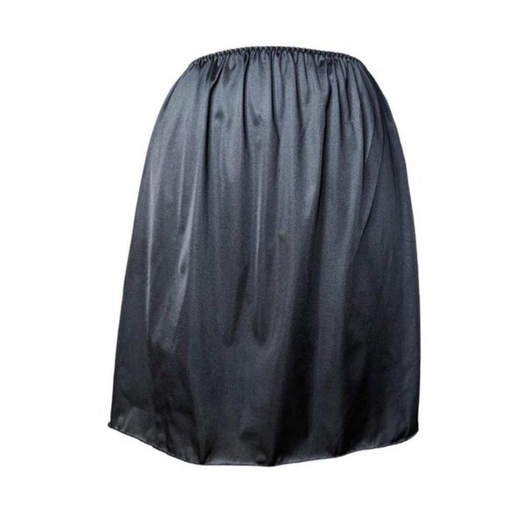 Vintage women's 90's minimalism Black Scallop Slip‎ Skirt Large romantic goth